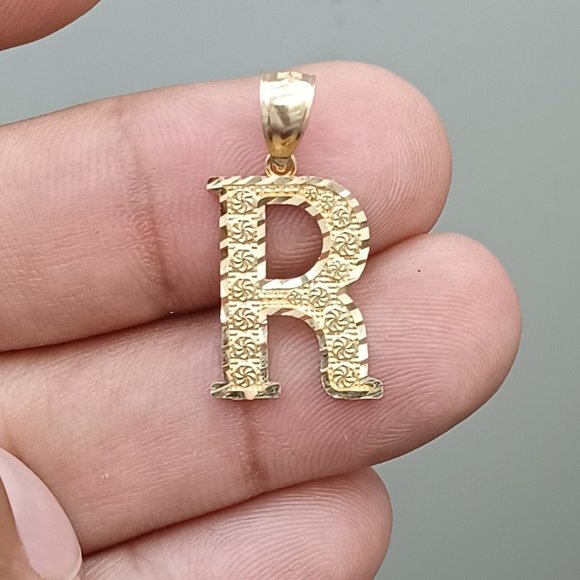 10kt real gold latter R pendant